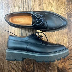 Robert Clergerie Leather Platform Oxfords - Black, Size 7 (37.5)